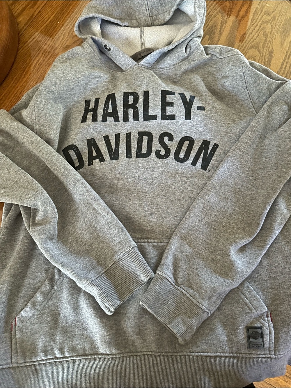 Harley-Davidson Men’s Gray Crewneck Hoodie with Black Logo